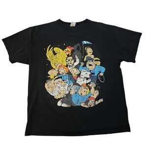 Vintage Family Guy Character Chaos Graphic T-Shirt Delta Pro Weight Black L